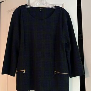 Talbots sparkly blue & green watch plaid top. Size XLP. Great condition.